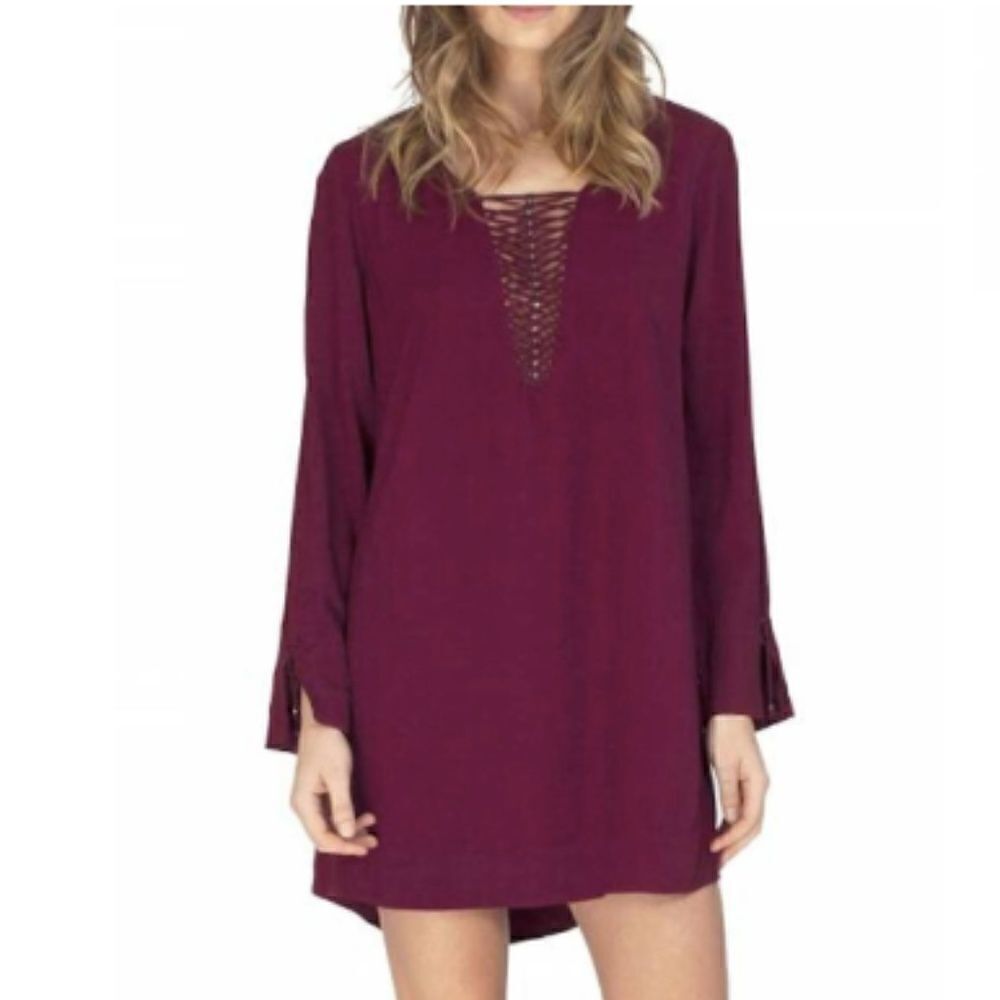 Gentle Fawn Lace Up Brigitte Dress in Carmine, Med